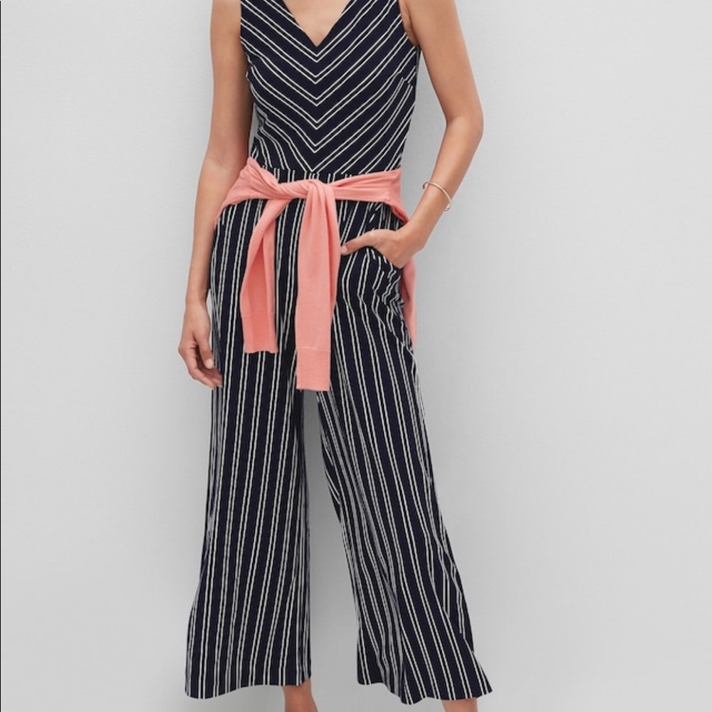 Banana Republic Jumpsuit Classic Navy and White